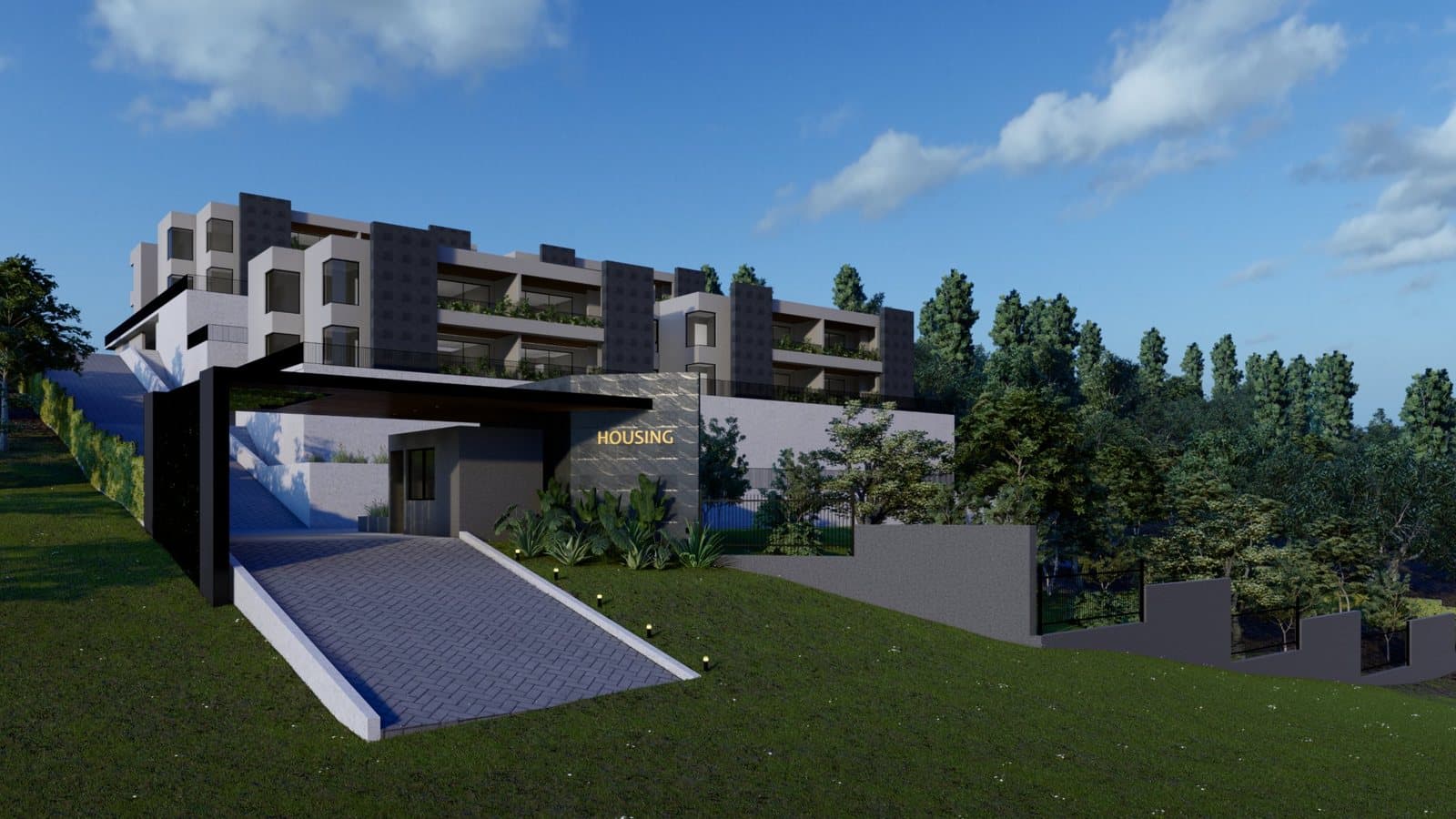 Housing Villa Allende, conjunto escalonado sobre la pendiente